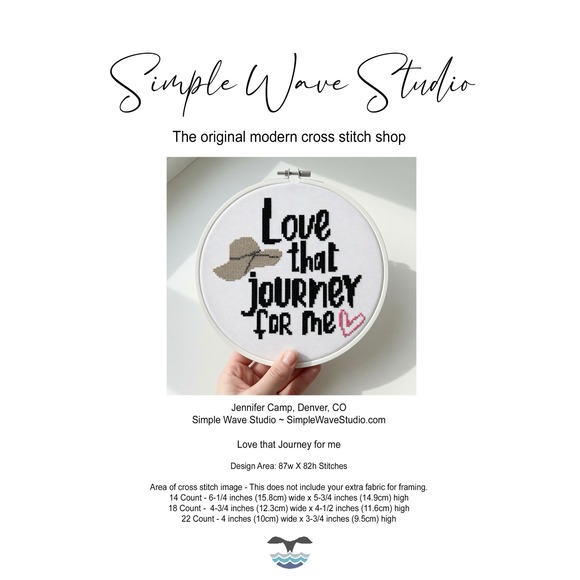Simple Wave Studio Other - Schitt's Creek - Love that Journey for me Quote - Counted Cross Stitch Pattern
